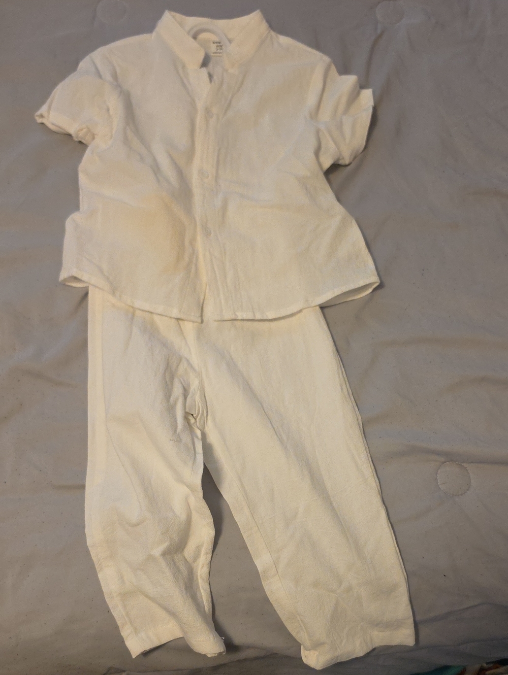 SHEIN Cream Short-Sleeve Button Pajama Set